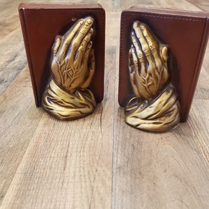 Vintage Holy Bible Praying Hands Weighted Bookends Made in Japan